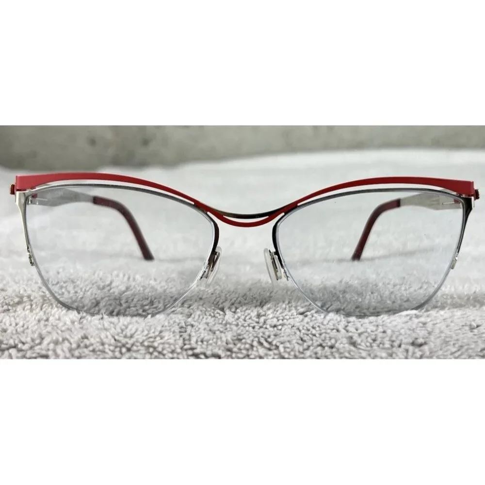 OVVO OPTICS Eyeglasses Frames 3741 c 11A Red Gold Cat Eye Half Rim 53-17-135
